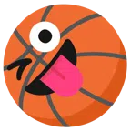 Basketball + zwinkerndes Gesicht mit herausgestreckter Zunge