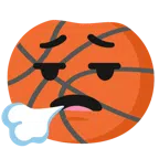 Basketball + Gesicht, das ausatmet