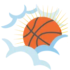 Basketball + Gesicht in Wolken