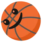 Basketball + leicht lächelndes Gesicht