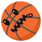 Basketball + Gesicht mit Reißverschlussmund