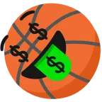 Basketball + Gesicht mit Dollarzeichen