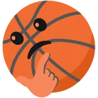 Basketball + nachdenkendes Gesicht