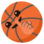 Basketball + ermahnendes Gesicht