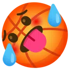 Basketball + schwitzendes Gesicht