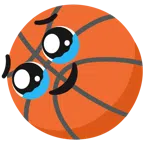 Basketball + Gesicht, das Tränen zurückhält