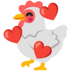 ไก่ + หน้ายิ้มพร้อมกับหัวใจหลายดวง