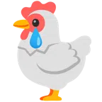 ไก่ + ใบหน้ายิ้มทั้งน้ำตา