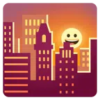 Sonnenuntergang in der Stadt + grinsendes Gesicht