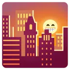 Sonnenuntergang in der Stadt + strahlendes Gesicht mit lachenden Augen