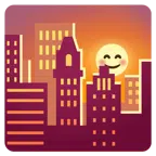 Sonnenuntergang in der Stadt + lächelndes Gesicht mit lachenden Augen
