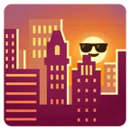 Sonnenuntergang in der Stadt + lächelndes Gesicht mit Sonnenbrille