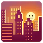 Sonnenuntergang in der Stadt + neutrales Gesicht