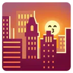 Sonnenuntergang in der Stadt + küssendes Gesicht mit lächelnden Augen