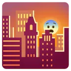 Sonnenuntergang in der Stadt + ängstliches Gesicht