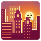 Sonnenuntergang in der Stadt + Gesicht, das ausatmet