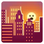 Sonnenuntergang in der Stadt + Gesicht mit offenem Mund