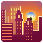 Sonnenuntergang in der Stadt + vor Angst schreiendes Gesicht