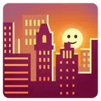 Sonnenuntergang in der Stadt + leicht lächelndes Gesicht