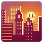 Sonnenuntergang in der Stadt + Gesicht mit Fieberthermometer