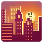 Sonnenuntergang in der Stadt + nachdenkendes Gesicht