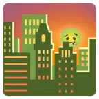 Sonnenuntergang in der Stadt + würgendes Gesicht
