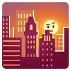 Sonnenuntergang in der Stadt + Gesicht mit hochgezogenen Augenbrauen