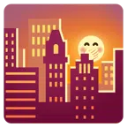 Sonnenuntergang in der Stadt + verlegen kicherndes Gesicht