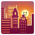 Sonnenuntergang in der Stadt + lachendes Gesicht mit Träne