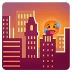 Sonnenuntergang in der Stadt + schwitzendes Gesicht