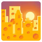 Sonnenuntergang in der Stadt + Käsestück