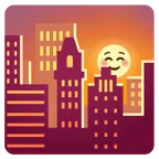 Sonnenuntergang in der Stadt + lächelndes Gesicht