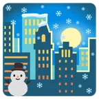 Sonnenuntergang in der Stadt + Schneemann ohne Schneeflocken