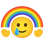 รุ้ง + ใบหน้ายิ้มทั้งน้ำตา