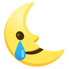 faccina ultimo quarto di luna + faccina sorridente con lacrima