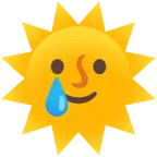 faccina sole + faccina sorridente con lacrima