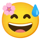 fiore di ciliegio + faccina con sorriso e goccia di sudore