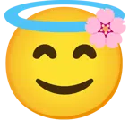 fiore di ciliegio + faccina con sorriso e aureola