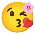 fiore di ciliegio + faccina che manda un bacio