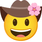 fiore di ciliegio + faccina con cappello da cowboy