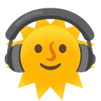 Kopfhörer + Sonne mit Gesicht