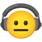 Kopfhörer + neutrales Gesicht