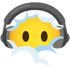 Kopfhörer + Gesicht in Wolken