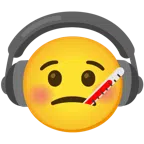 Kopfhörer + Gesicht mit Fieberthermometer
