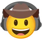 Kopfhörer + Gesicht mit Cowboyhut