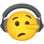 Kopfhörer + lügendes Gesicht