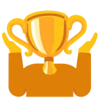 Pokal + schulterzuckende Person