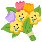 mazzo di fiori + faccina sorridente con lacrima