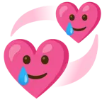 cuori che girano + faccina sorridente con lacrima