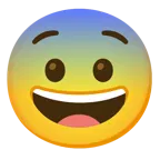 grinning face + fearful face